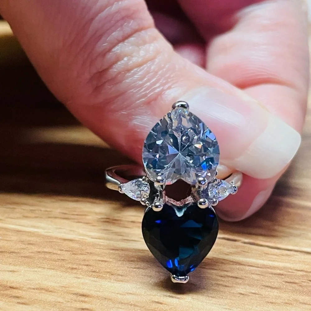 Mirrored Double Heart Statement Ring